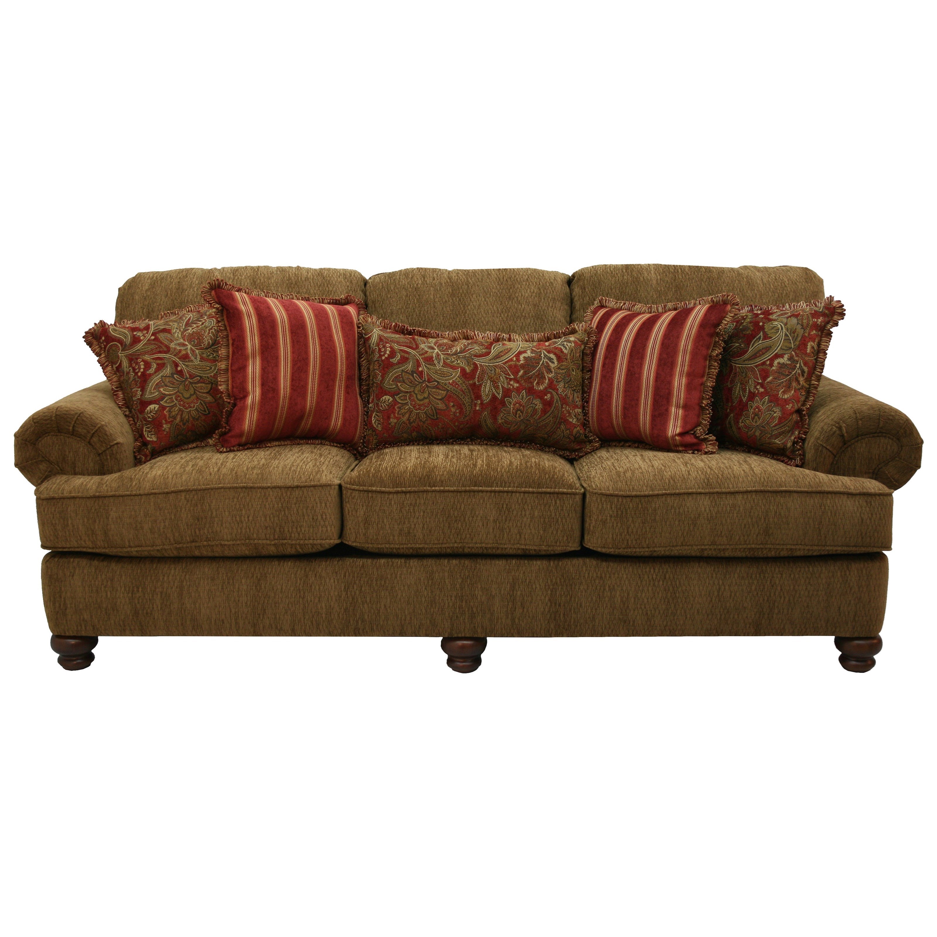 Jackson Furniture Belmont Sofa with Rolled Arms and Decorative Pillows